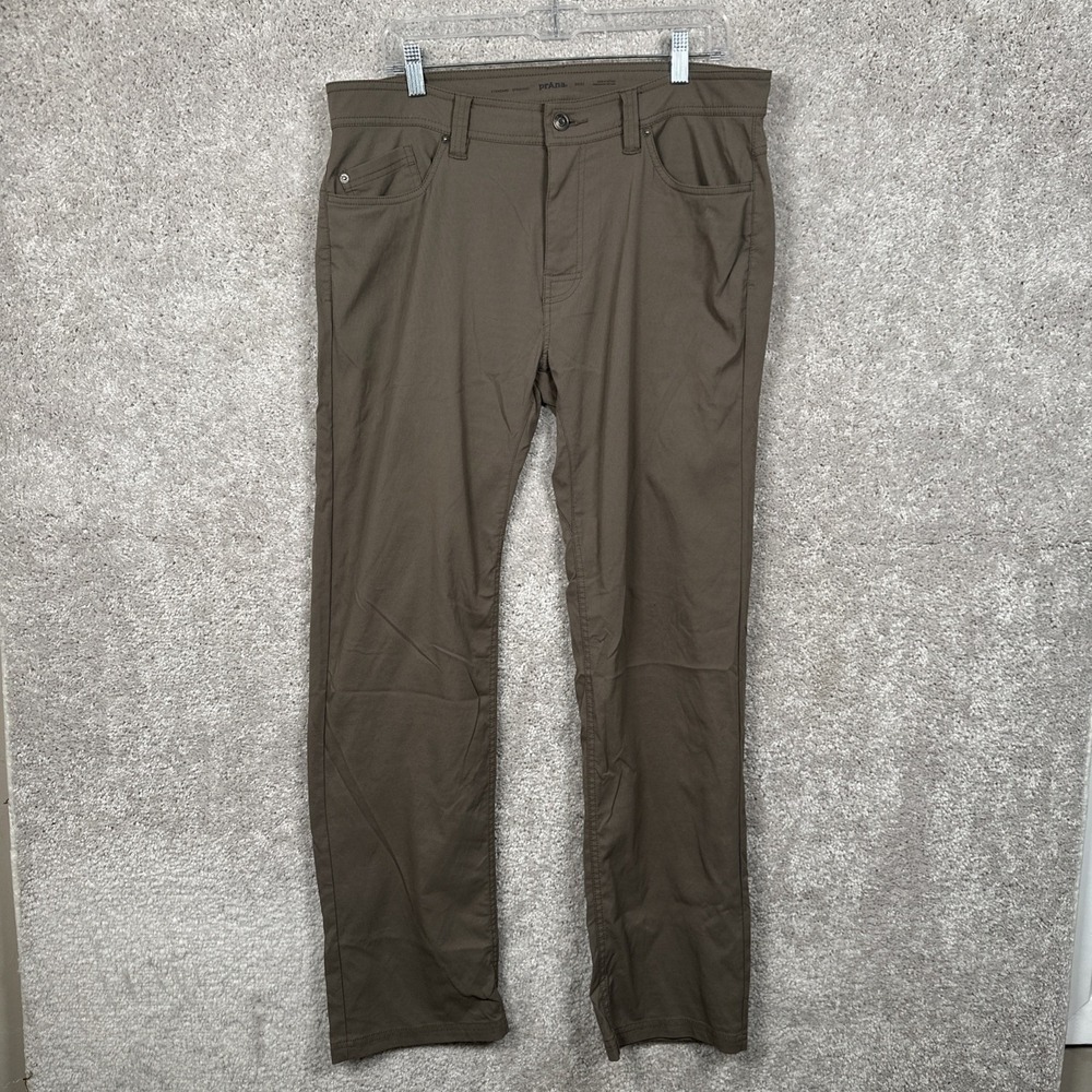 Prana Brion Pants Mens 35x32 Green Standard Fit Nylon Stretch 2056951